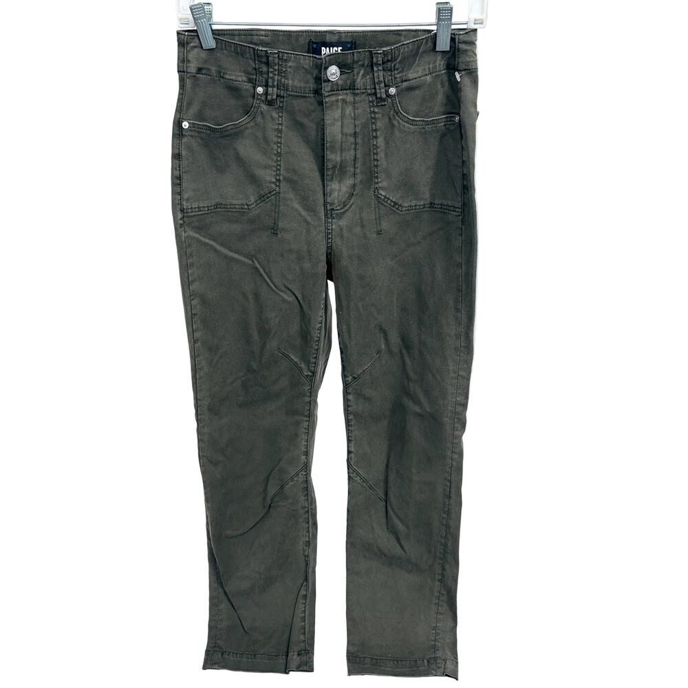 Paige olive green straight leg jeans